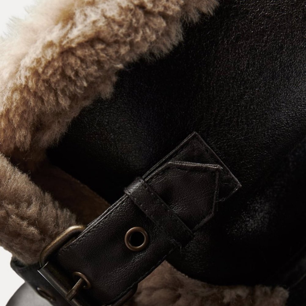 ZARA Women's Double Faced Biker Jacket(Brown, US M, L, XL / EUR M, L, XL) - Picture 8 of 15